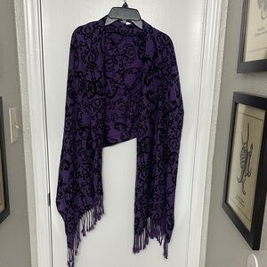 Pashmina Purple and Black Floral Shawl